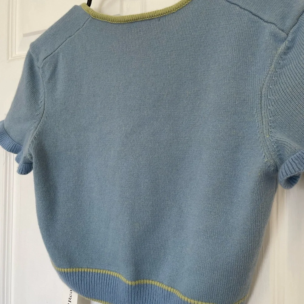 Guizio Blue and Green Knit Crop Top- Large - Picture 5 of 12